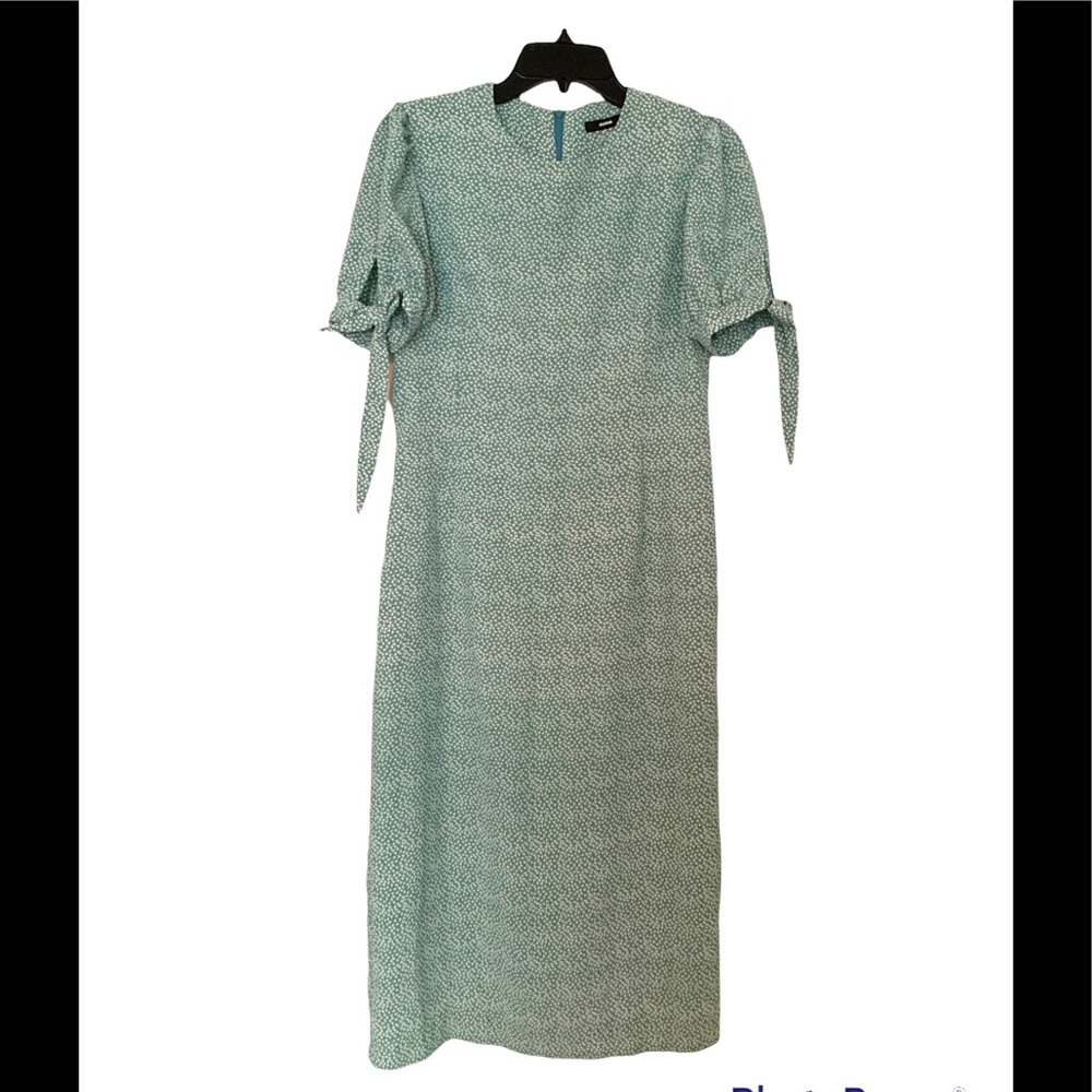 Anthropologie Green Printed Midi Dress